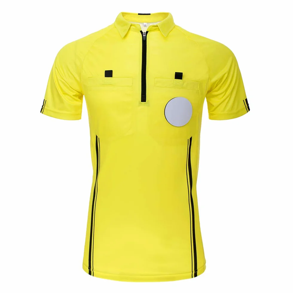 TopTie Camiseta Manga Corta Camisetas árbitro Disfraz Deporte Ropa Camisetas fútbol Polo T-Shirts con Dos bosillos Cremallera 1/4