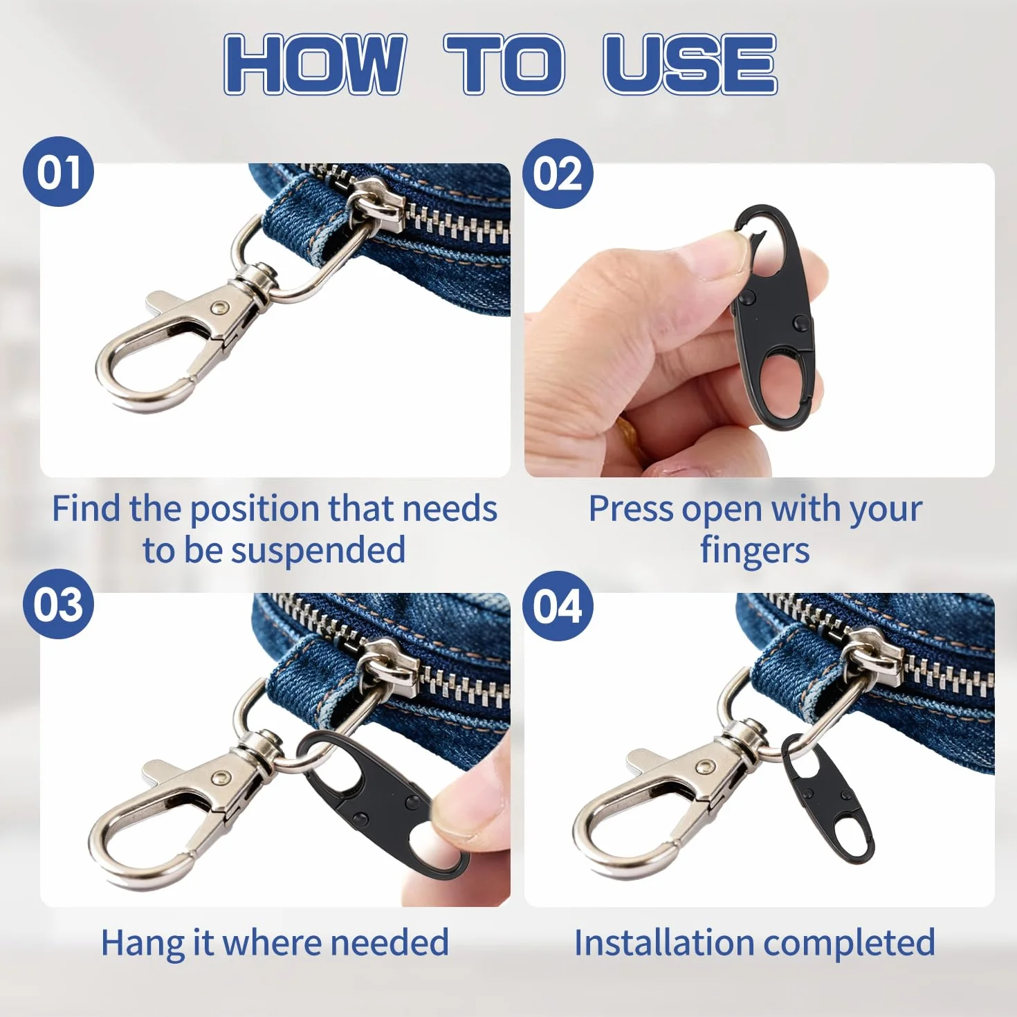 Paquete de 8 Clips con Cremallera pequeños en Forma de S | Mini mosquetón antirrobo de Doble Cara para Bloqueo de Cremalleras de Mochilas, Camping, Pesca, Viajes y Deportes al Aire Libre