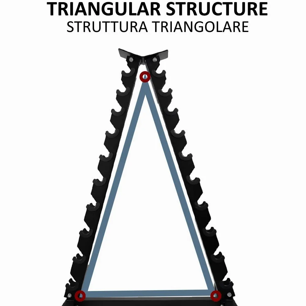 Soporte para mancuernas con forma de pirámide, para gimnasio, de acero, para ahorrar espacio, rack vertical robusto para el gimnasio