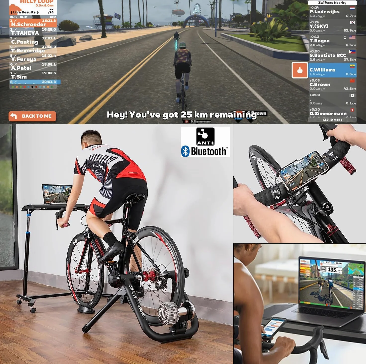 CXWXC Mesa de bicicleta inteligente para bicicleta (entrenador inteligente de ruedas)