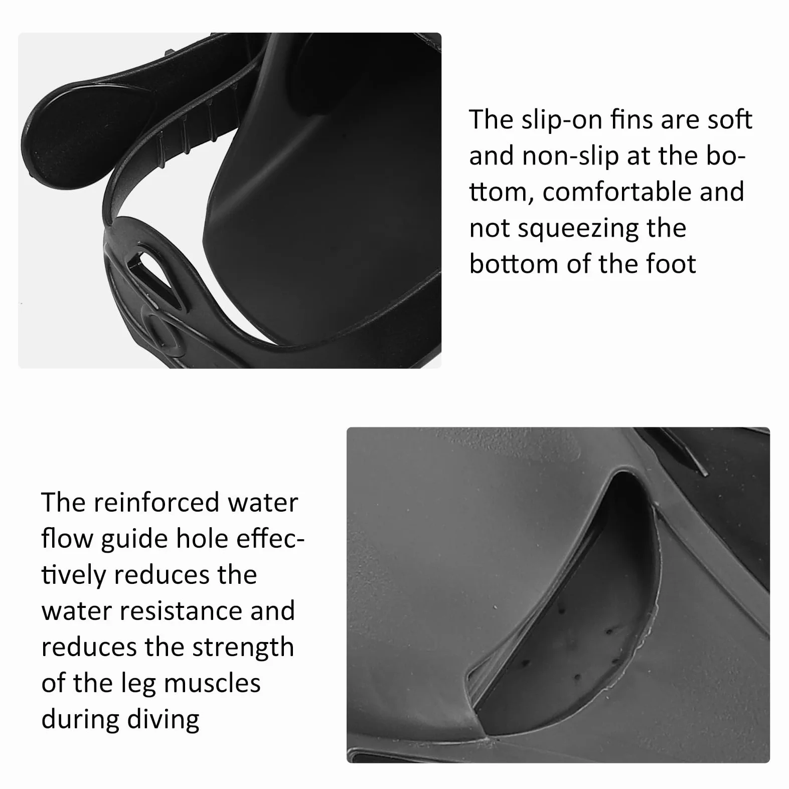KANASI Aletas de Snorkel, Aletas largas de talón Abierto de TPR Suave Ajustable para Adultos de natación de Buceo