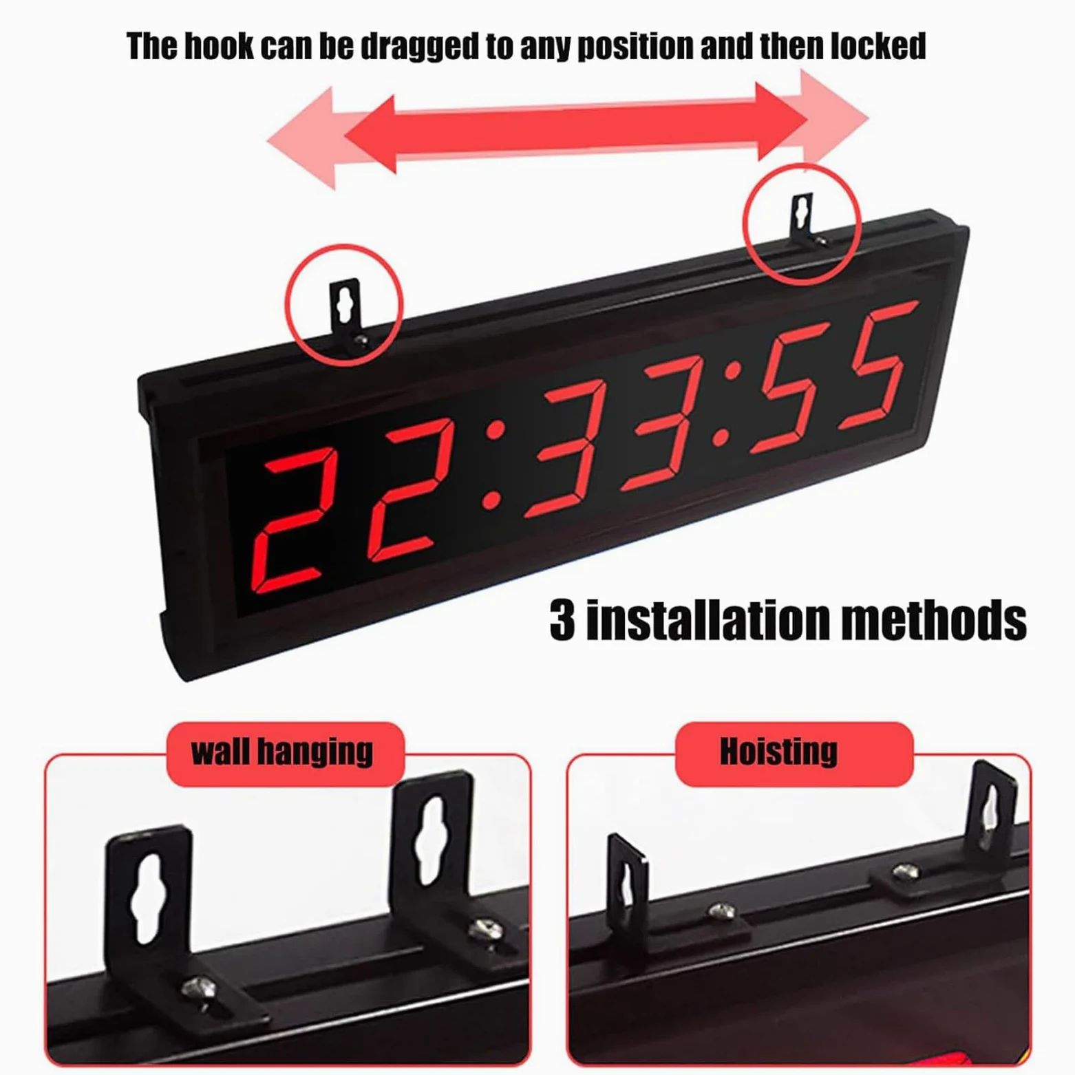 NGARY Reloj De Carrera Led, Temporizador De Doble Cara De 6 Dígitos De 1,5 Pulgadas con Trípode, Sincronización Positiva/Ciclo/cronómetro/Modo De Cuenta Regresiva Y 20 Grupos De Memoria De Datos