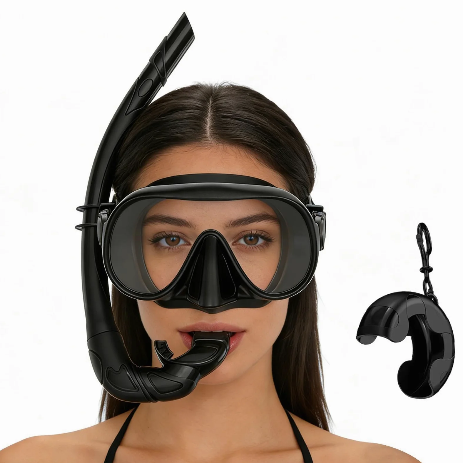 Equipo de snorkel para adultos, gafas de natación panorámicas, con caja, correa ajustable, máscara de buceo plegable, para mujer, hombre, entrenamiento de natación, vacaciones en la playa