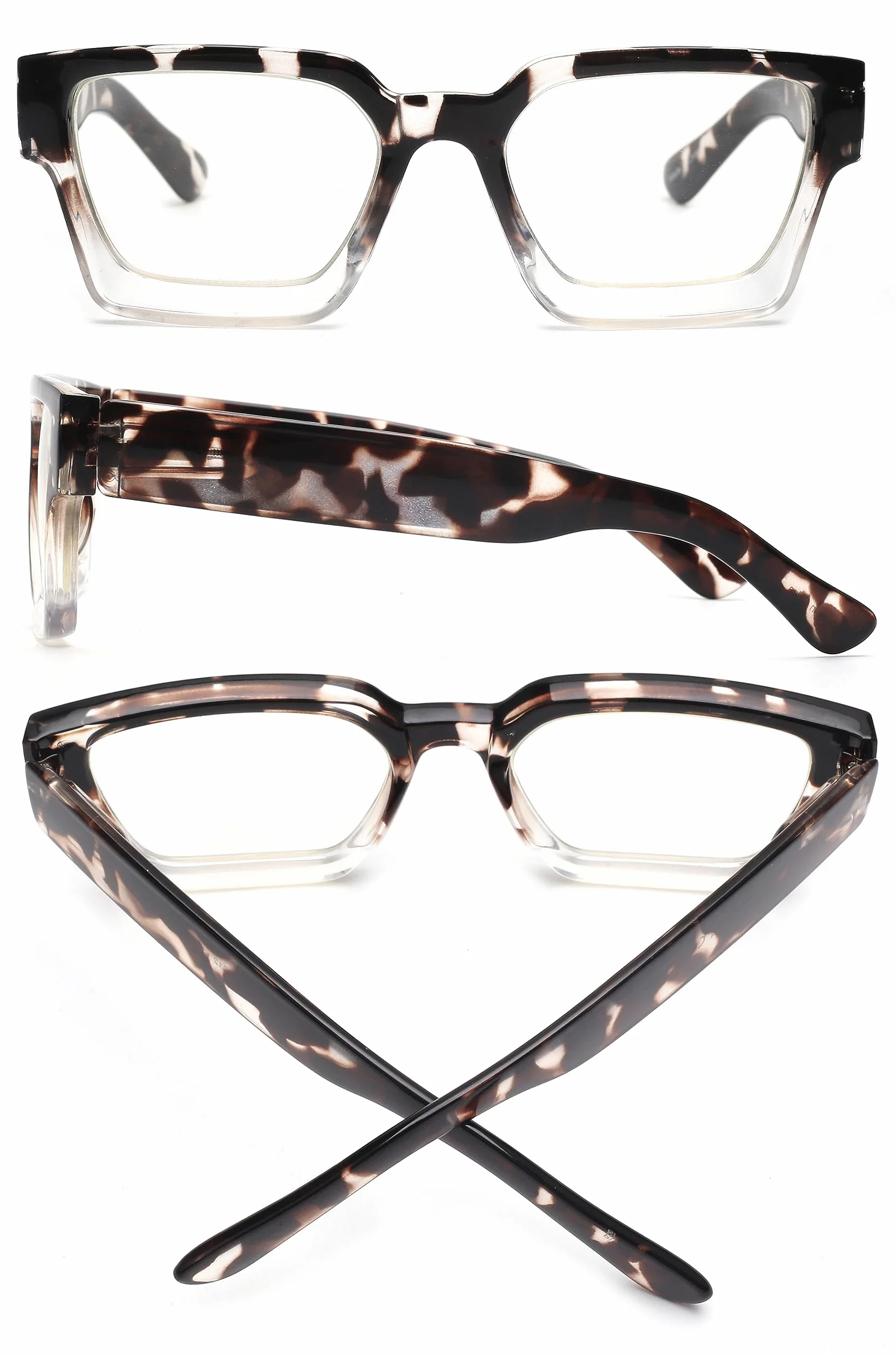 JM Paquete de 3 Gafas de Lectura Cuadrados con Bloqueo a Luz Azul para Mujeres y Hombres