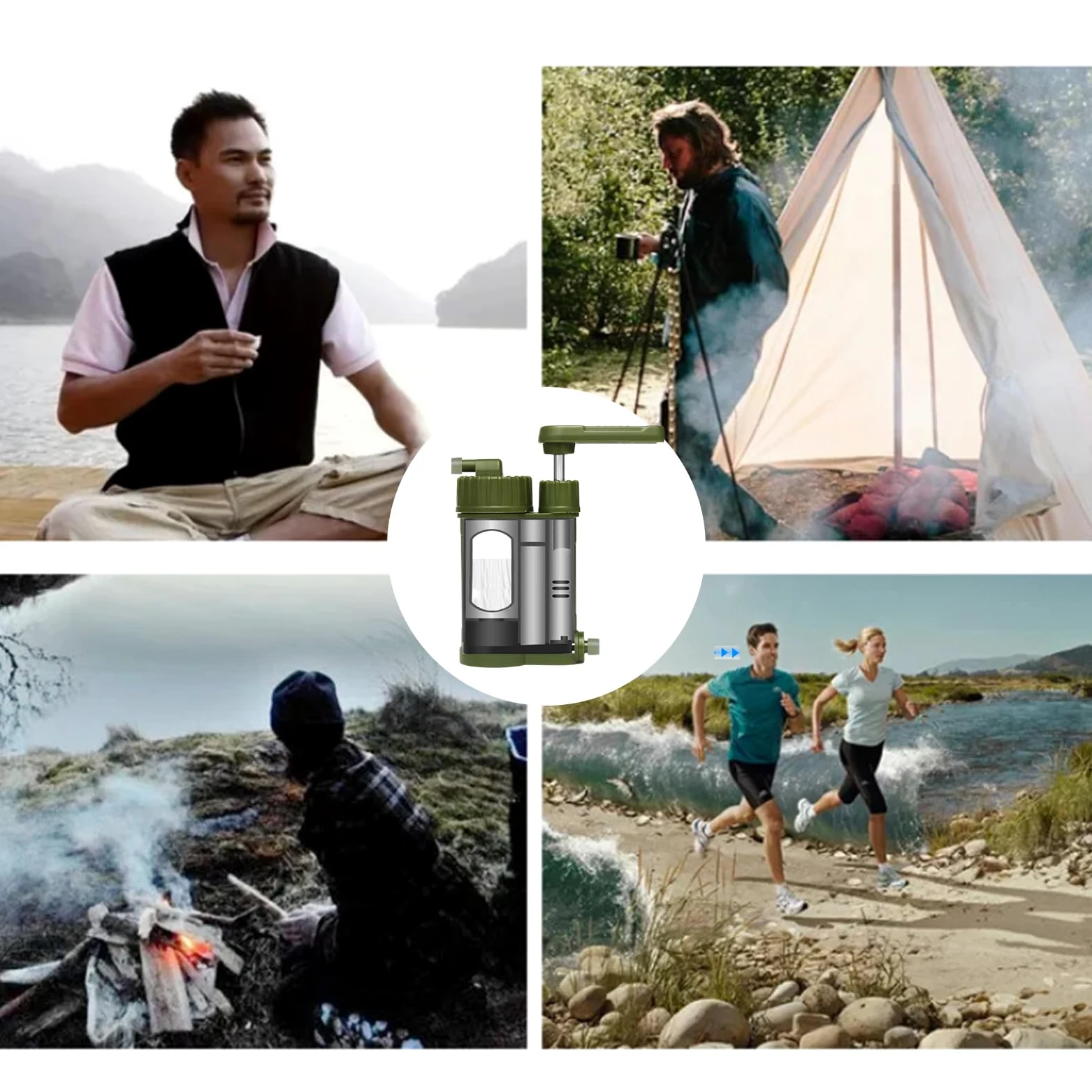Filtro de agua portátil: purificación potable de emergencia | diseño compacto y fiable, gran capacidad de carga | supervivencia para actividades al aire libre, caza, mochilero, viajes