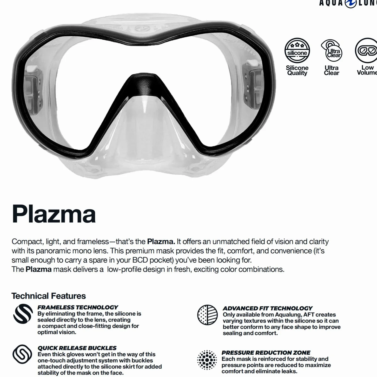 Aqualung Plazma Masks, Unisex Adulto