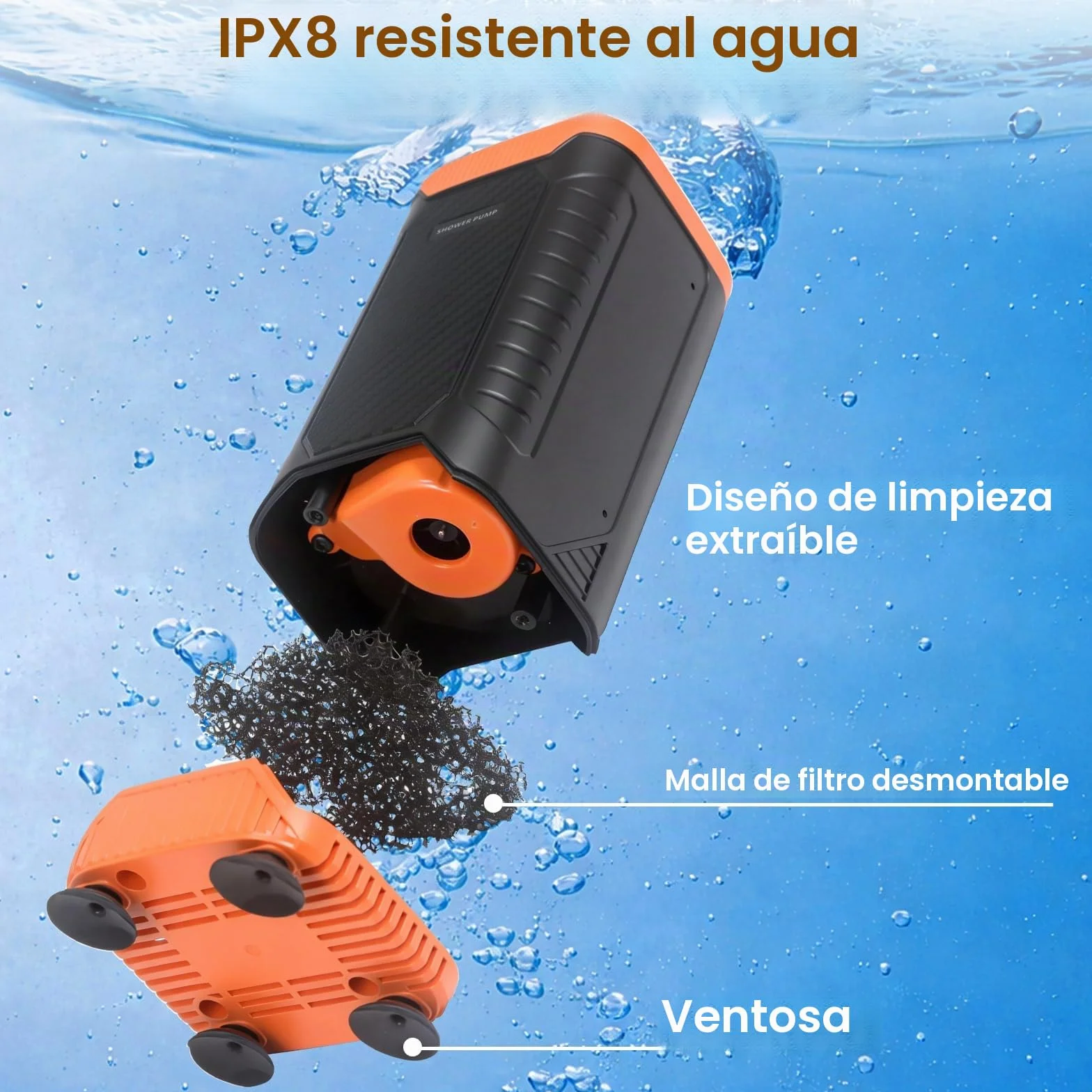 Ducha Portátil de Camping, Bomba Recargable 8000 mAh con Doble Velocidad, IPX8, Pantalla Digital Inteligente - Kit para Exteriores Ideal para Viajes, Lavado de Coches y Baño de Mascotas