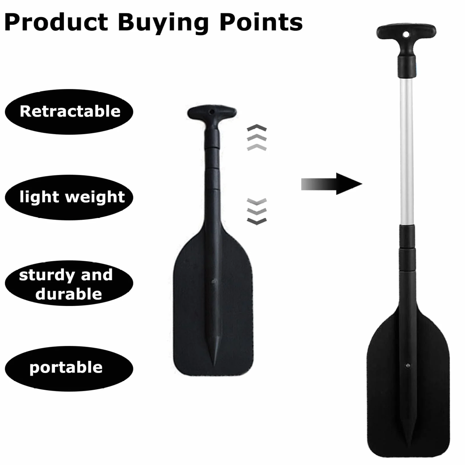 Remo telescópico para kayak 2 piezas con cuchillas de plástico mango en T