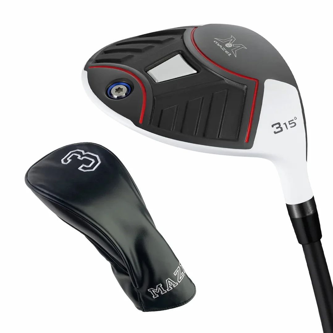 MAZEL Golf Fairway Woods 3 or 5, Titanium Golf Club 15 or 18 Degrees 44 Inches Right Handed Graphite Shaft