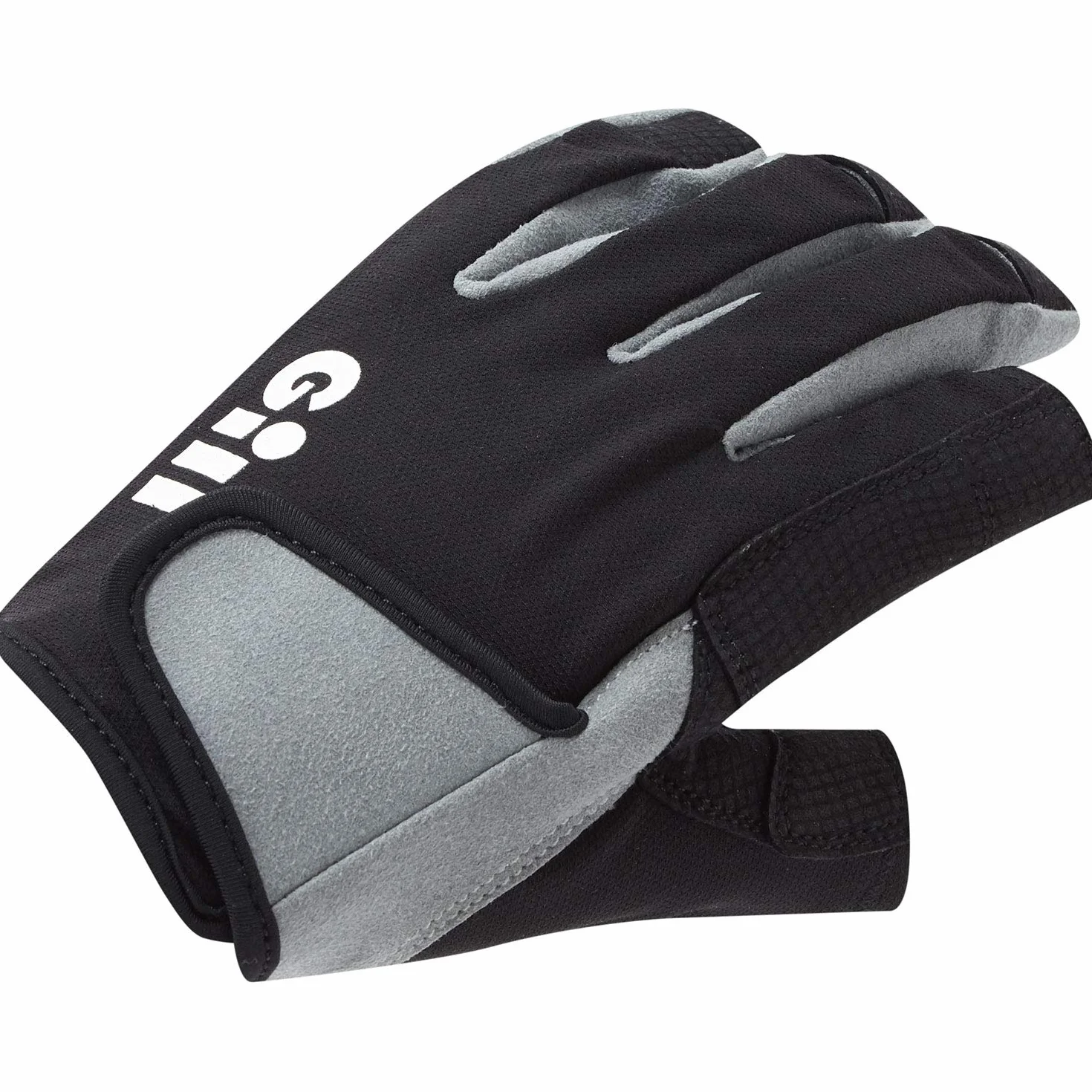 Gill Guantes de Vela para Marineros de Cubierta - Dedo Largo con índice y Pulgar Expuestos - Protección Solar UV 50+ y Repelente al Agua para Unisex Adultos Negro XL