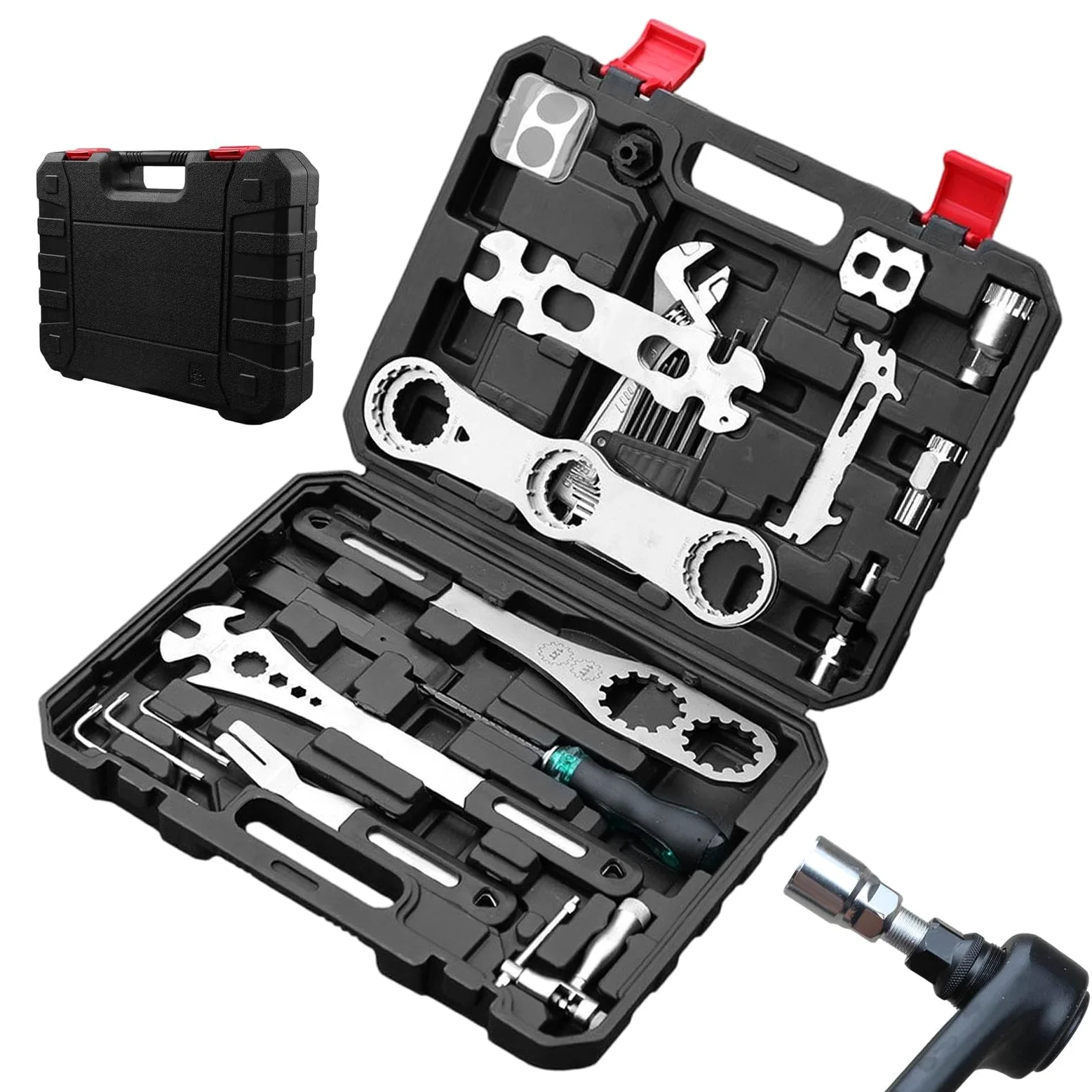 Kit de herramientas para bicicleta de montaña Llave resistente con estuche | Herramientas Bicicleta para cadena, freno, neumático, sillín, y para en casa, taller y garaje