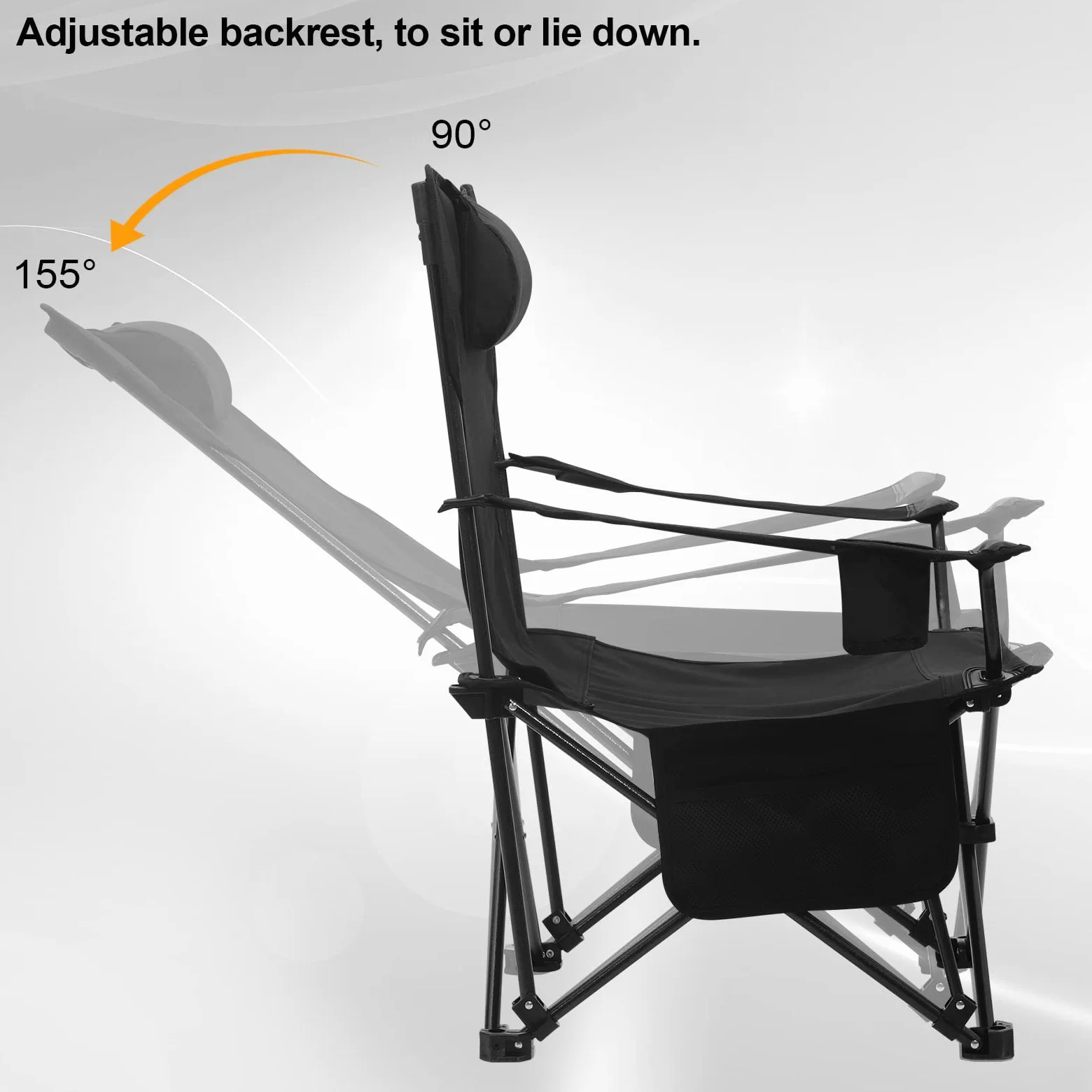 WOLTU Sillas Plegables Camping, Juego de 2 Sillas Portátiles para Exterior, Ligera para Jardin Playa Picnic y Pesca, hasta 150 kg, Negro