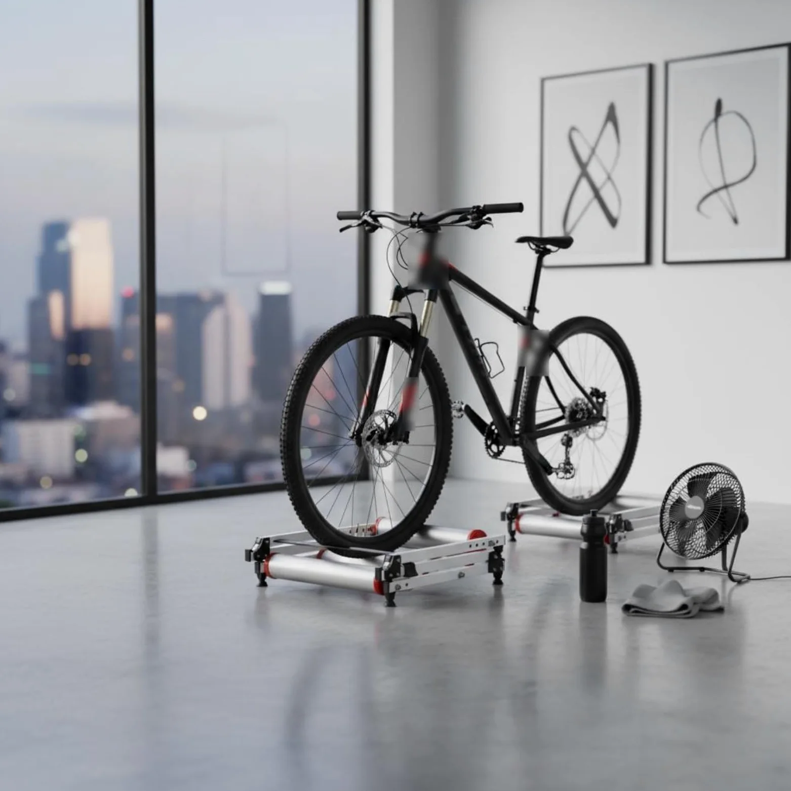Entrenador de Bicicleta Interior Rodillo Bicicleta Estática Soporte Ciclismo Plegable de Material Ligero Ajustable para Entrenamiento en Interiores