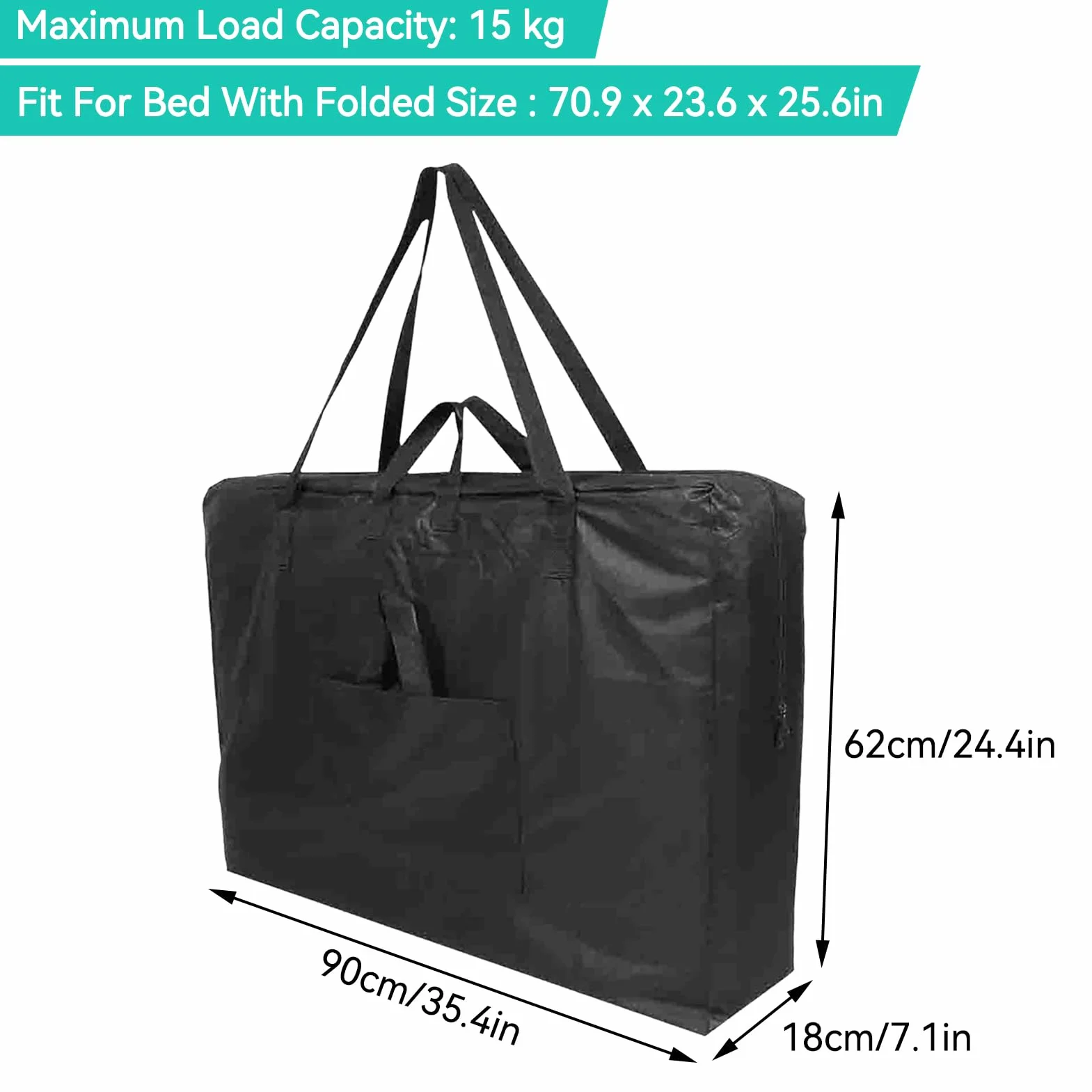 Bolsa de Transporte para Camilla de Masaje 90x62x18 cm Negro