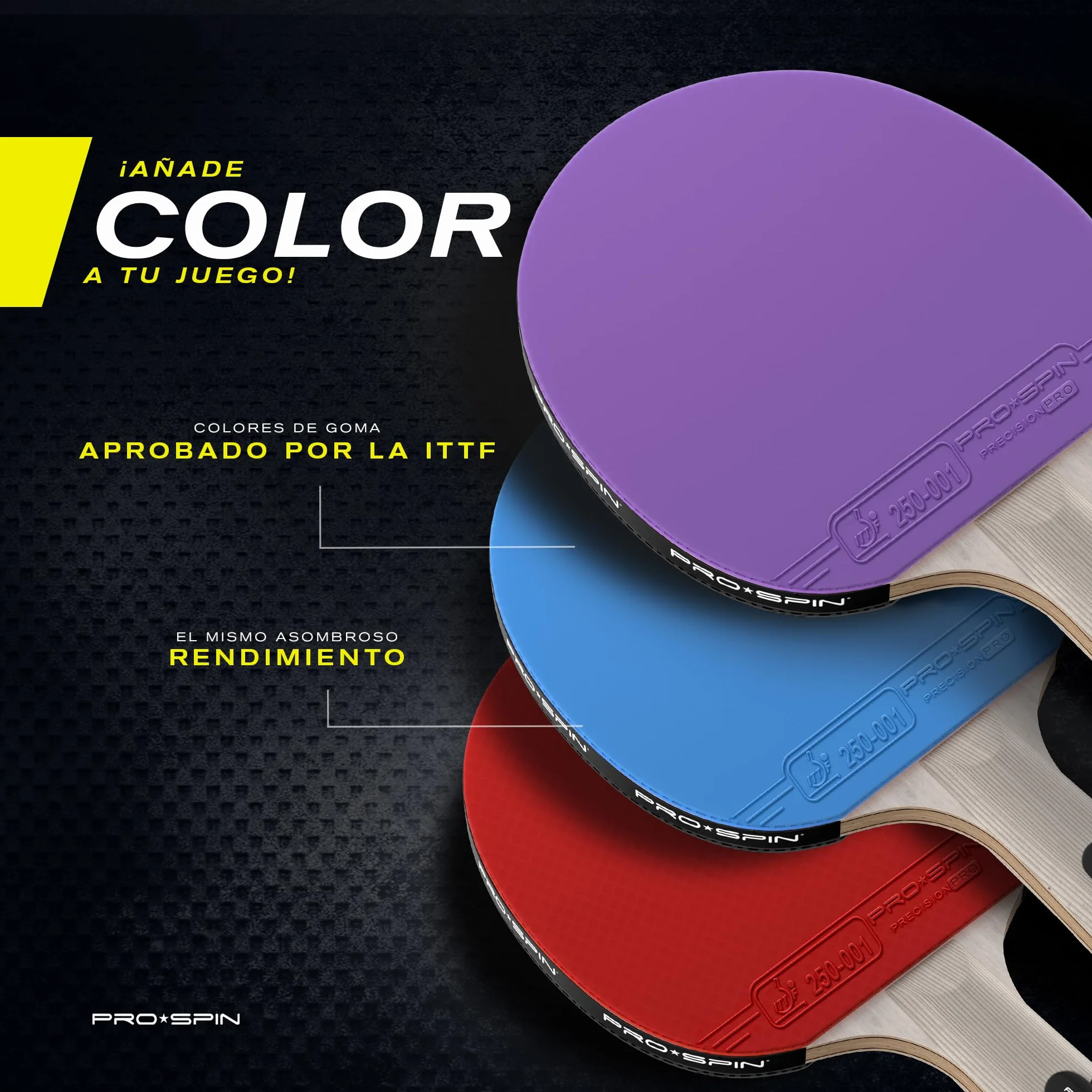 PRO-SPIN Palas de Ping Pong Homologada ITTF Fibra de Carbono Madera 7-Ply Goma Ofensiva Esponja 2 mm