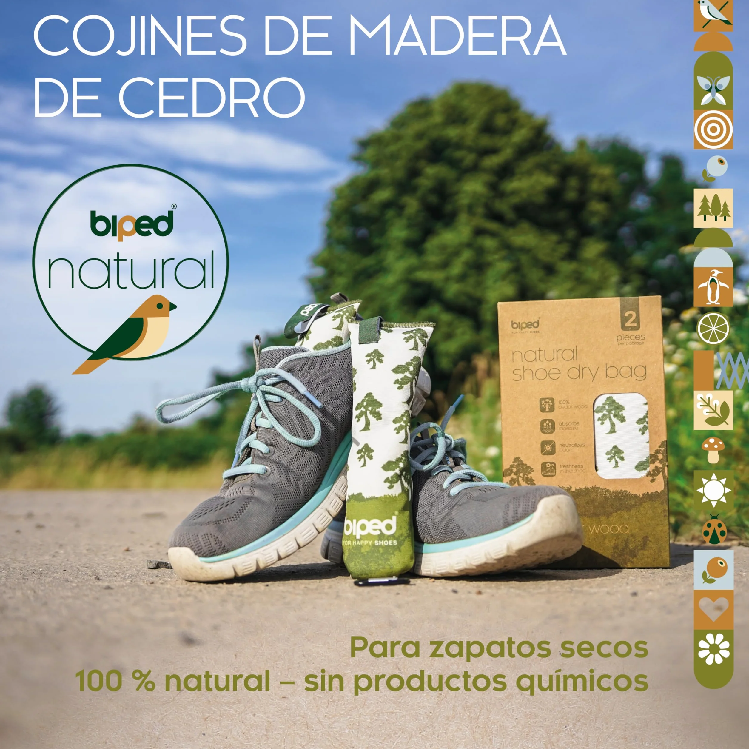 Secador de zapatos de madera de cedro natural – Elimina olores – Sin químicos – 1 par