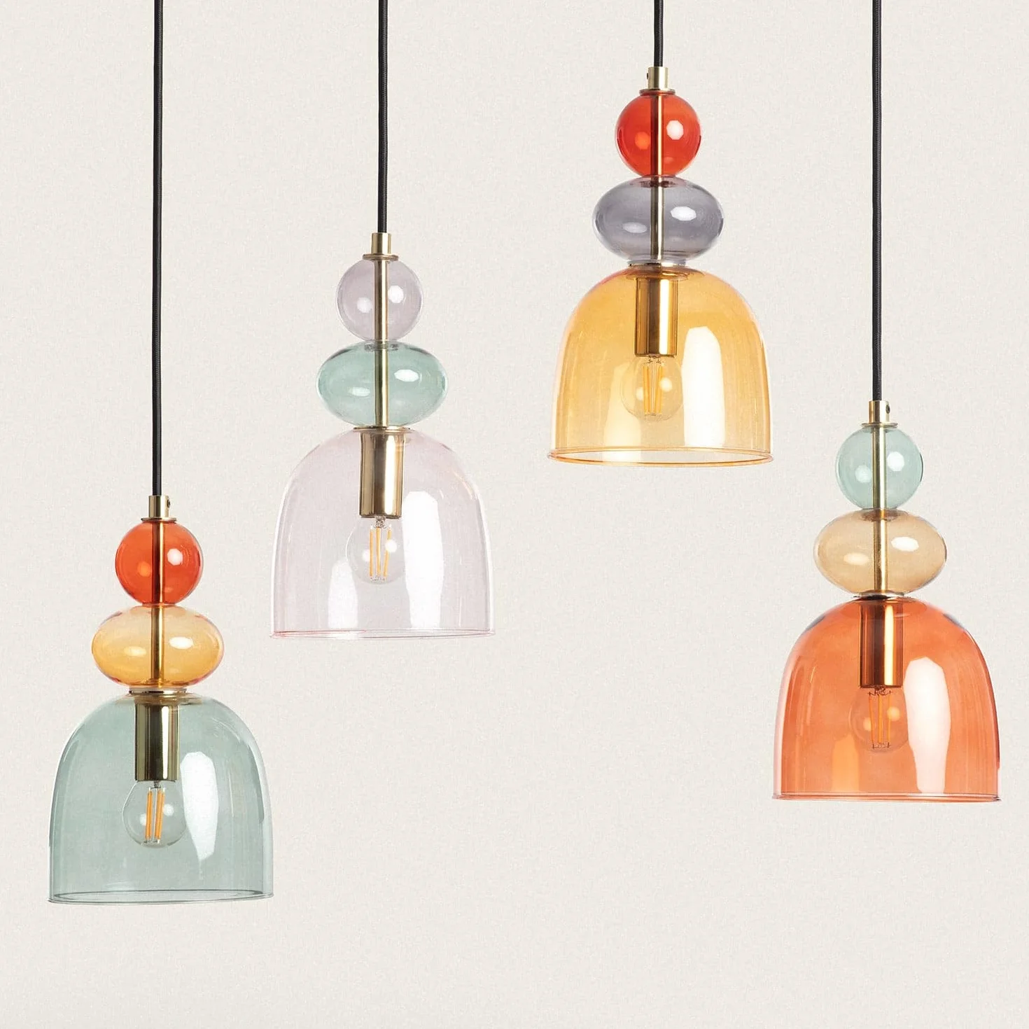LEDKIA LIGHTING Lámpara Colgante Metal Cristal Baudelaire Rosa E14
