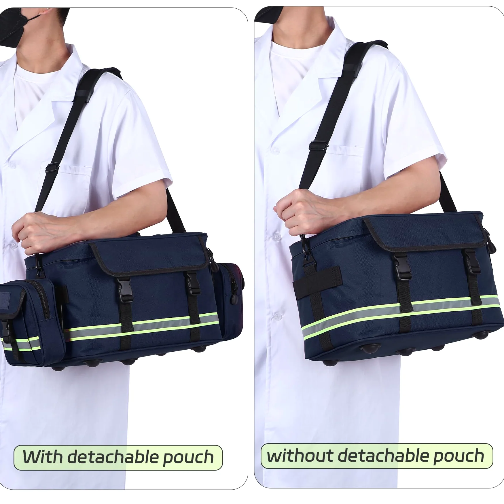 Bolsa de primeros auxilios azul con dos bolsas