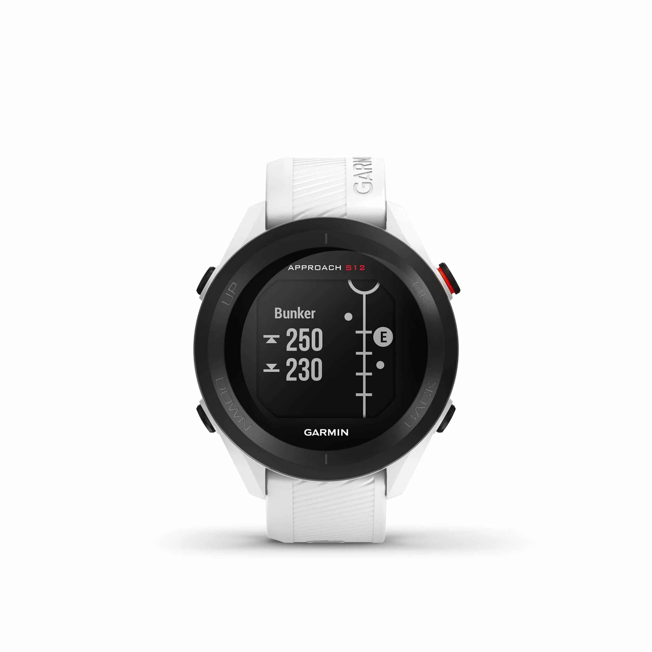 Garmin Approach S12, Reloj para Golf, Campos mundiales preinstalados, Bluetooth y Resistente al Agua, Blanco (Reacondicionado)