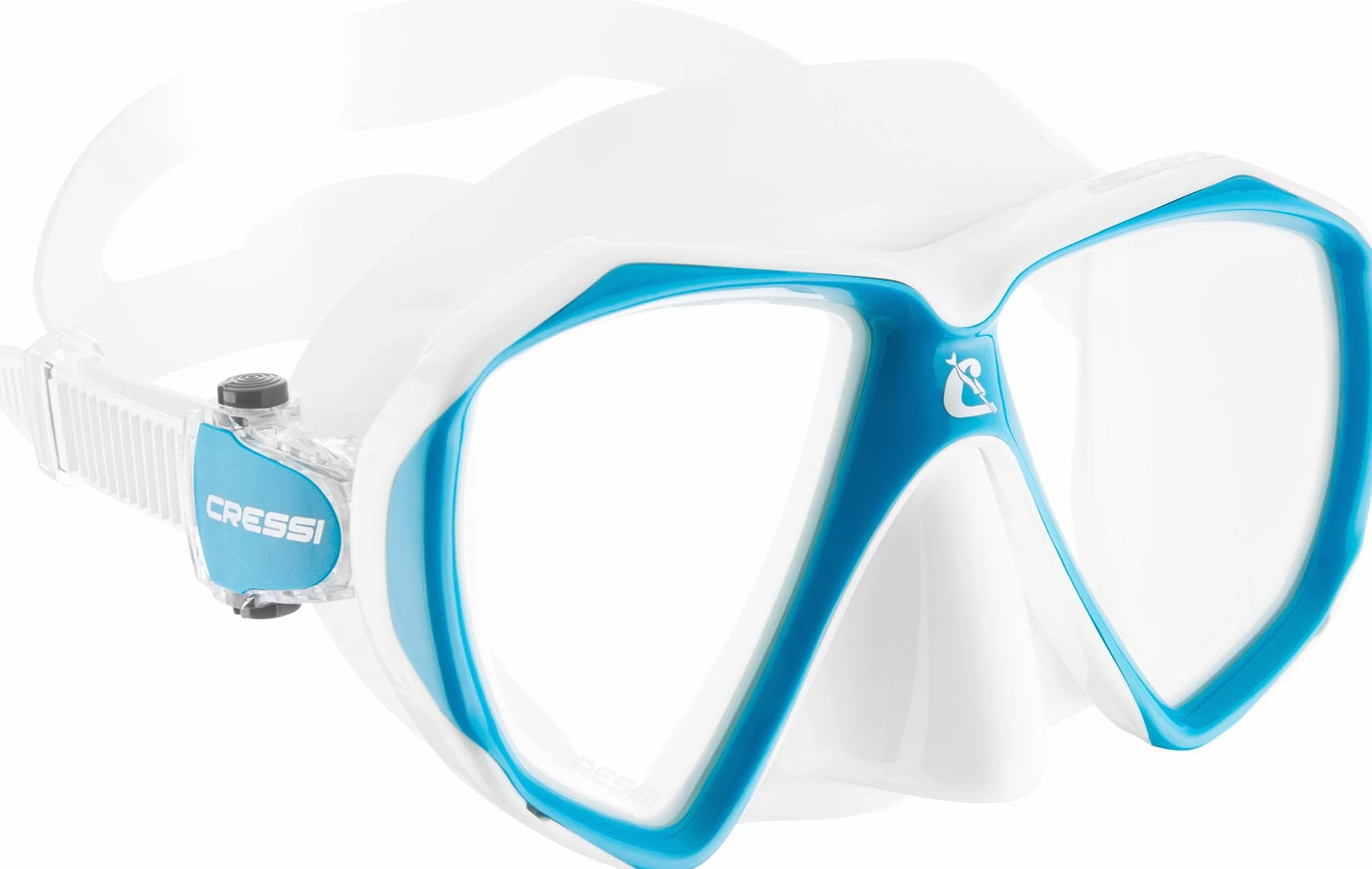 Cressi Liberty Duo - Máscaras de 2 lentes, color blanco/turquesa