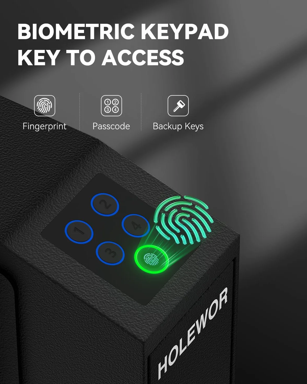 Caja de seguridad biométrica para pistola, huella dactilar, acceso rápido, caja de bloqueo para mesita de noche