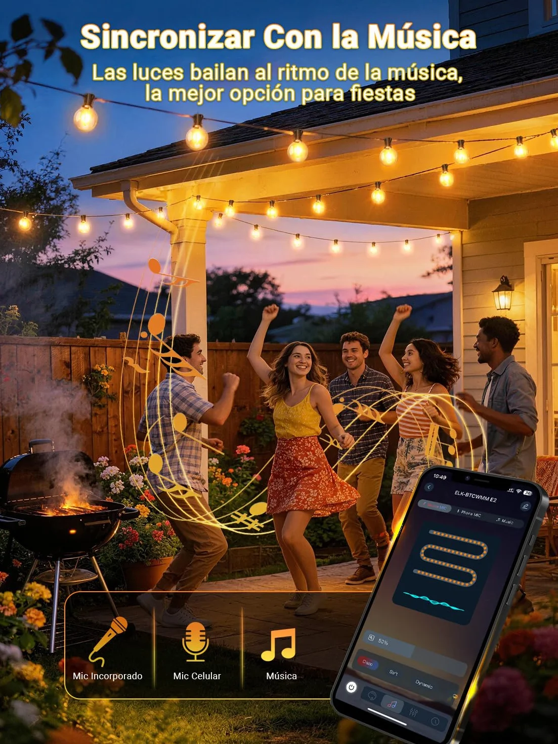 Guirnalda Luces Exterior 30M IP44 Led con Control App y Música Sync G40