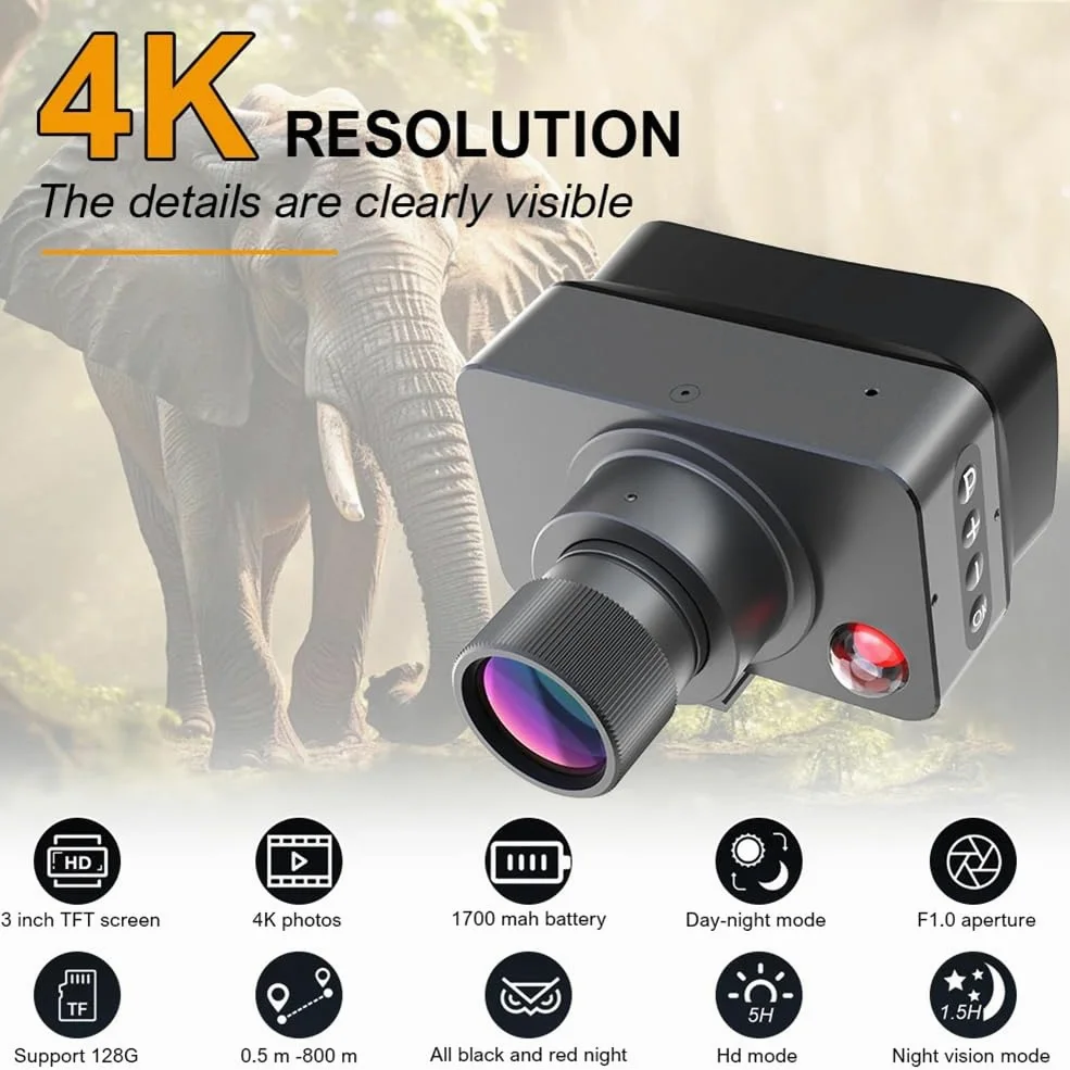 Telescopio de Visión, Monocular de Visión IR850, Grabación de Video 4K y de Fotografías con Tarjeta de 32 GB.