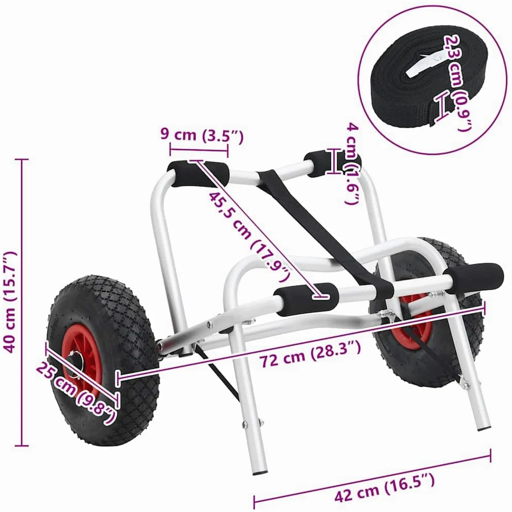 vidaXL 1/2x Carretilla Plegable de Transporte de Kayak Aluminio Carrito Canoa