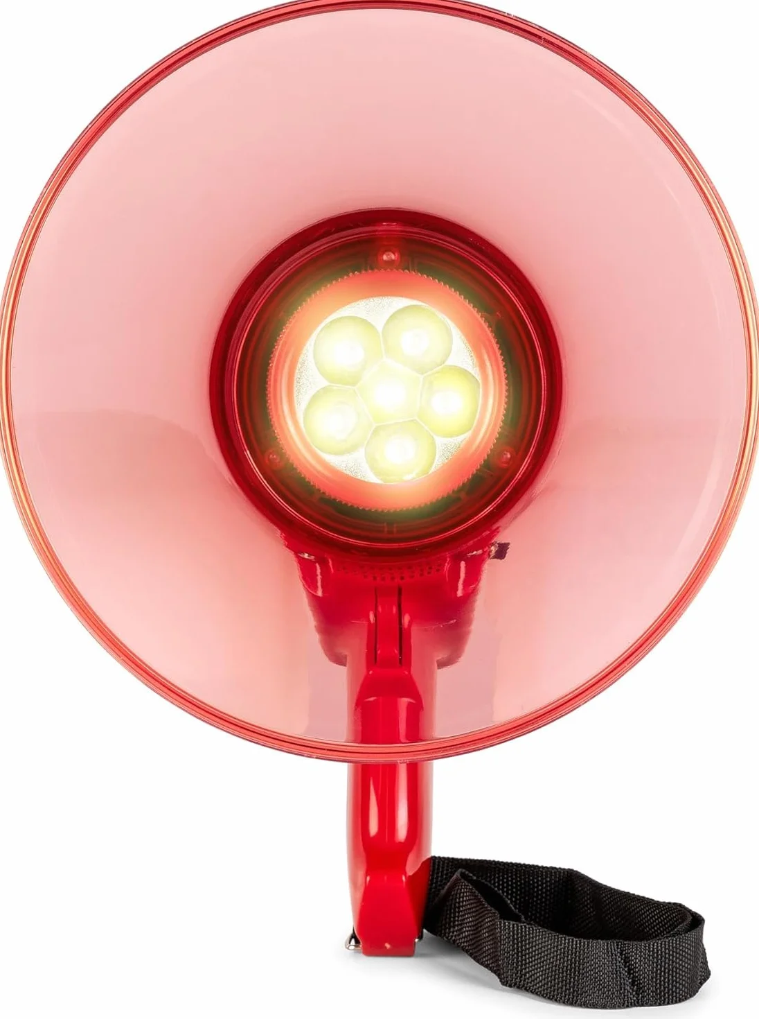 Vonyx MEG050 Megáfono 50W 1000m Alcance Batería Recargable Sirena Micrófono LED Bluetooth MP3 USB SD AUX Rojo
