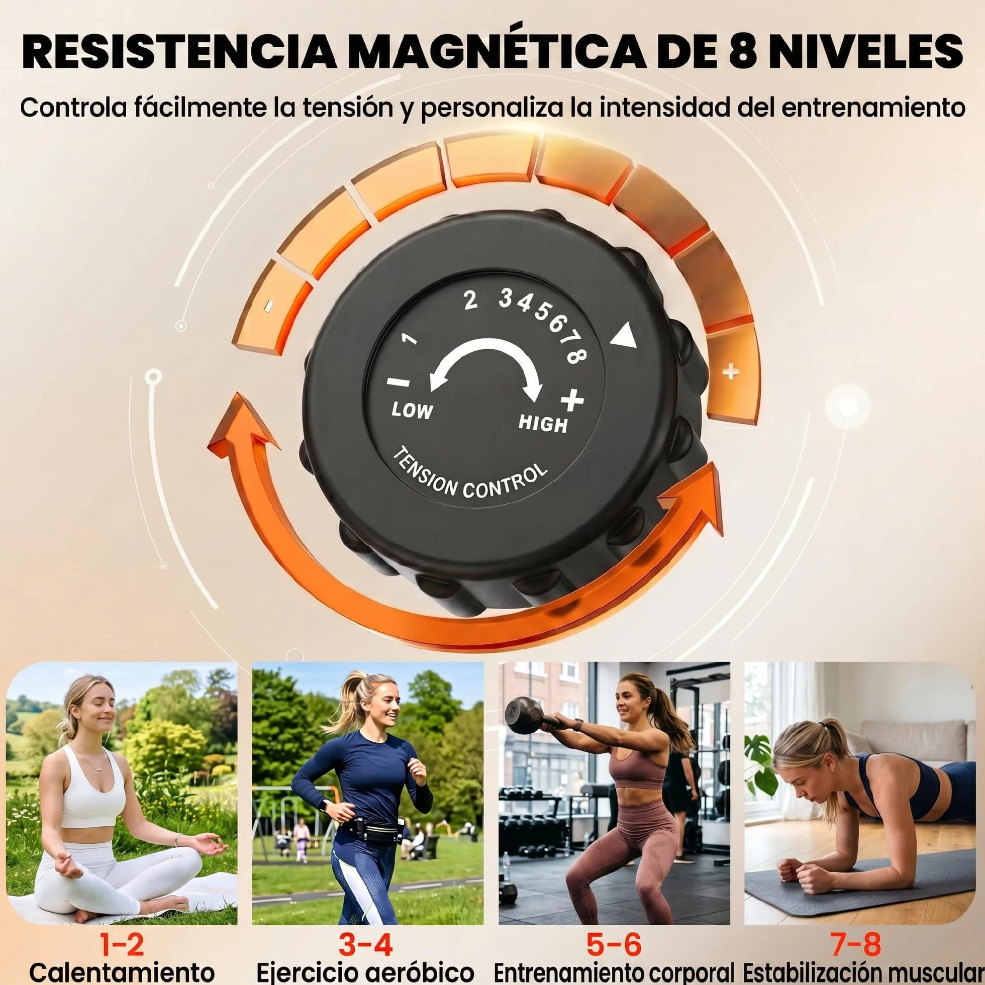 HOMCOM Bicicleta Estática Plegable 3 en 1 con Respaldo y 8 Niveles Resistencia Magnética, Bicicleta Estática para Casa Ajustable con Monitor LCD Volante Banda Sensor de Pulso Soporte de Teléfono