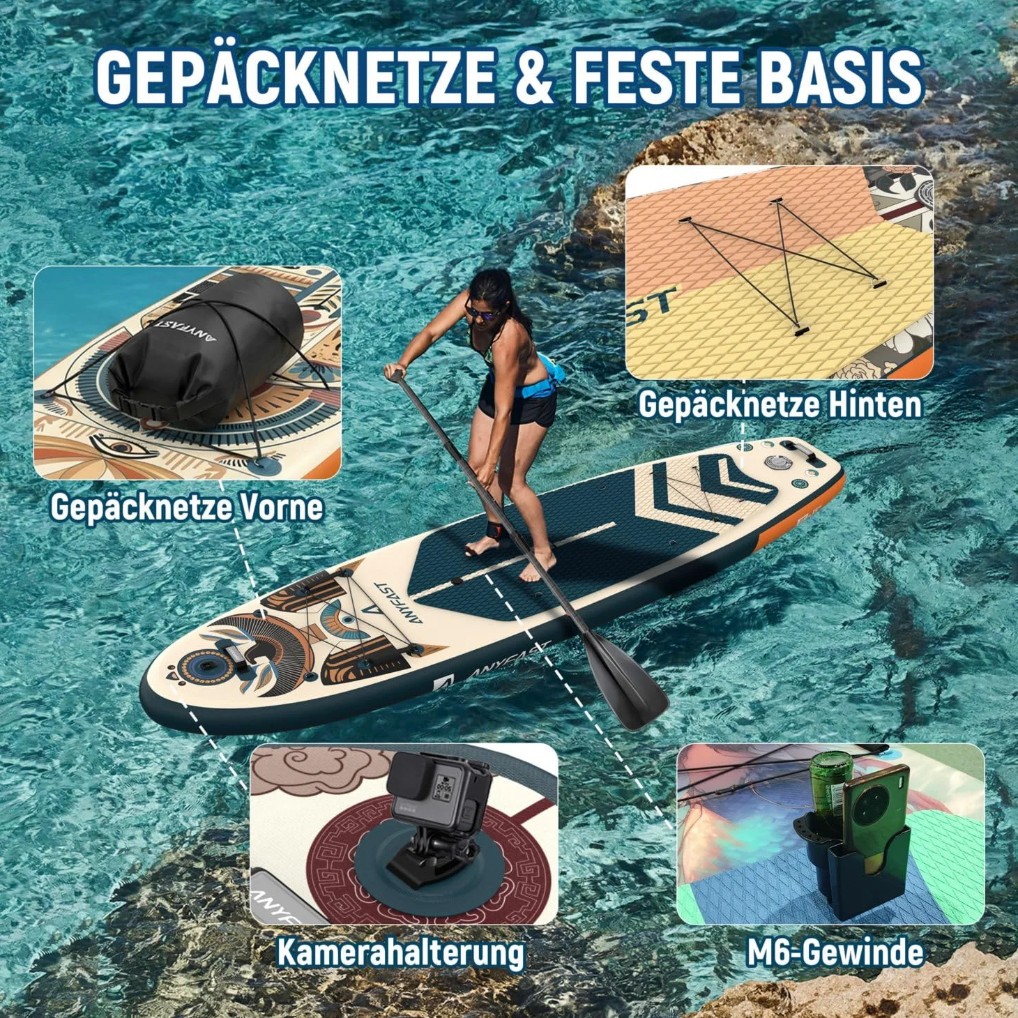 Tabla Paddle Surf Hinchable - Paddle Surf Hinchable para 2+1 Personas/Familia con Accesorios,Stand Up Paddleboard para Adultos & Todos los Niveles