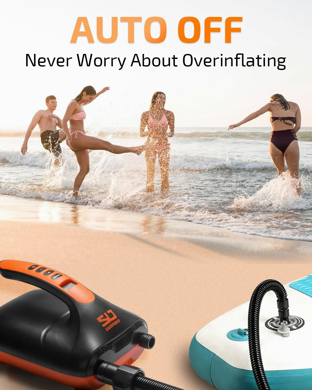 Swonder Bomba de Sup eléctrica, 20 PSI, Bomba de Aire eléctrica de Alta presión con inflación Inteligente de Dos etapas, soporta 3 Sup en una Fila, Buena para Barcos y Kayaks