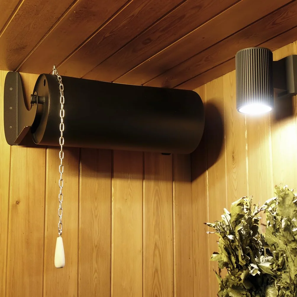 Saunainter Ducha de acero inoxidable para sauna, 16 litros, montable, recarga automática
