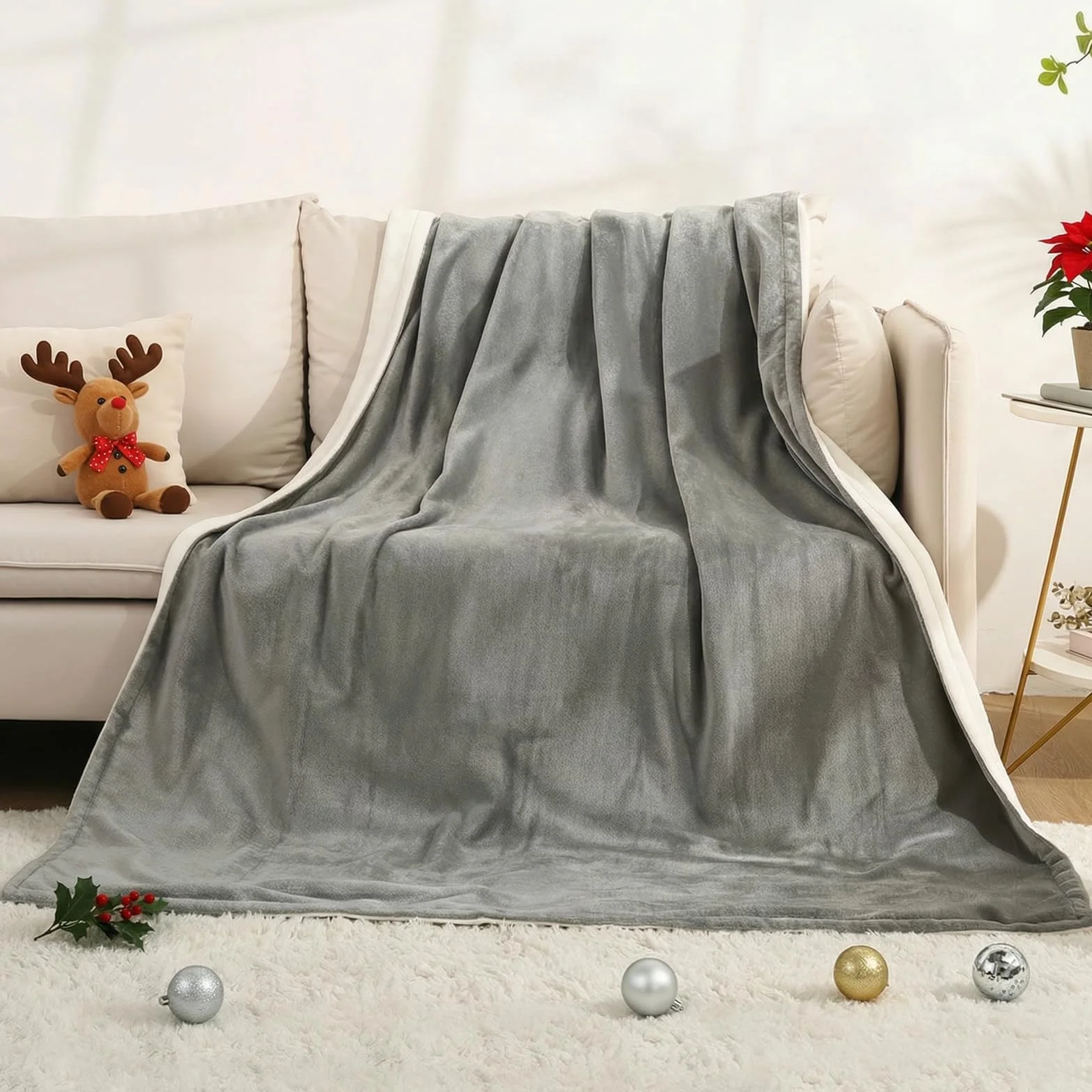 CURECURE Manta Calefactora Eléctrica para Cama con Apagado Automático Protección contra Sobrecalentamiento Temporizador Automático 10 Horas, 4 Niveles de Temperatura, Lavable, 180 x 130 cm