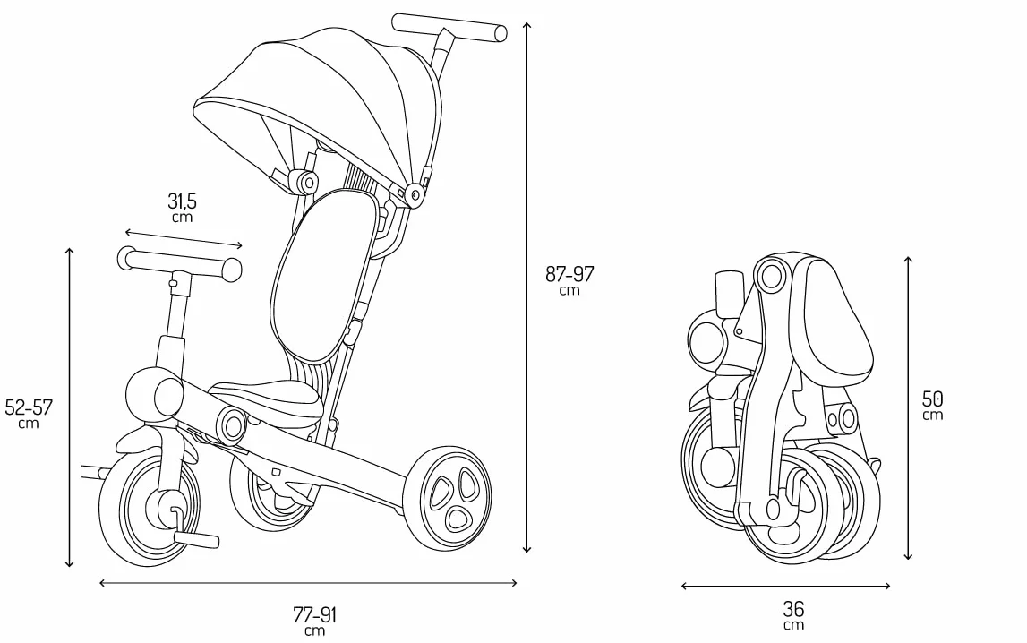 Triciclo Infantil MoMi 4 en 1 SOLIVIA con Mango telescópico, arnés de 5 Puntos, para niños a Partir de 12 Meses, con Capota Que Protege del Sol, Ruedas de PU, Bolsa y portavasos