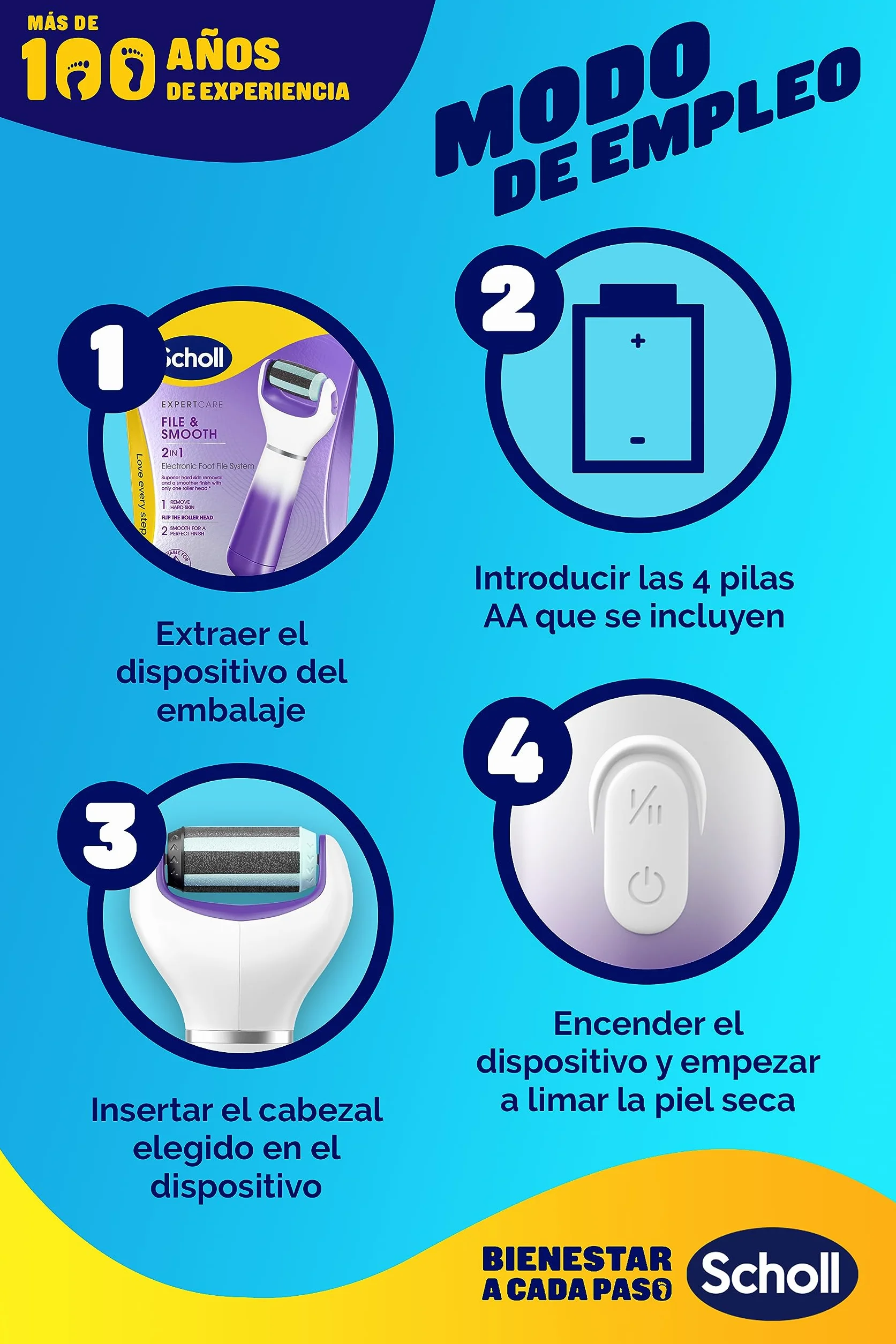 Scholl Expert Care 2 en 1 Lima Eléctrica para Pies - Quita Durezas y Callos, Pedicura Profesional