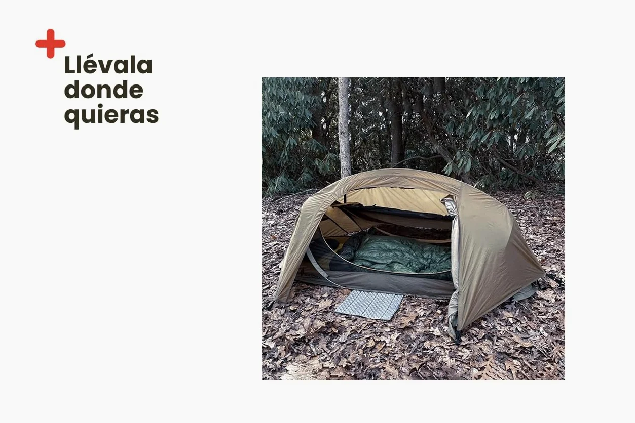Inuitz Tienda de campaña 1 Persona Ultraligera – Ligera y Resistente 1 kg – Montaje rápido con Clavos y Cordones – Ideal para Camping, Trekking y Senderismo en Solitario