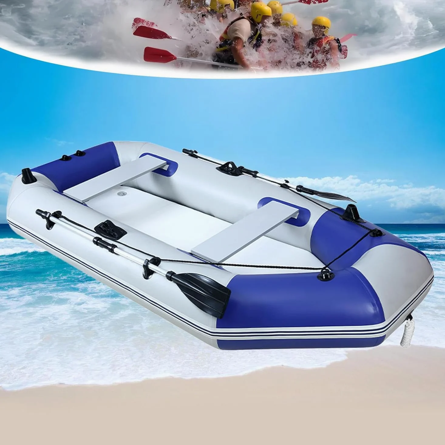 Kayak inflable para adultos, barco portátil para 3 personas con material grueso para rafting, pesca y rescate acuático