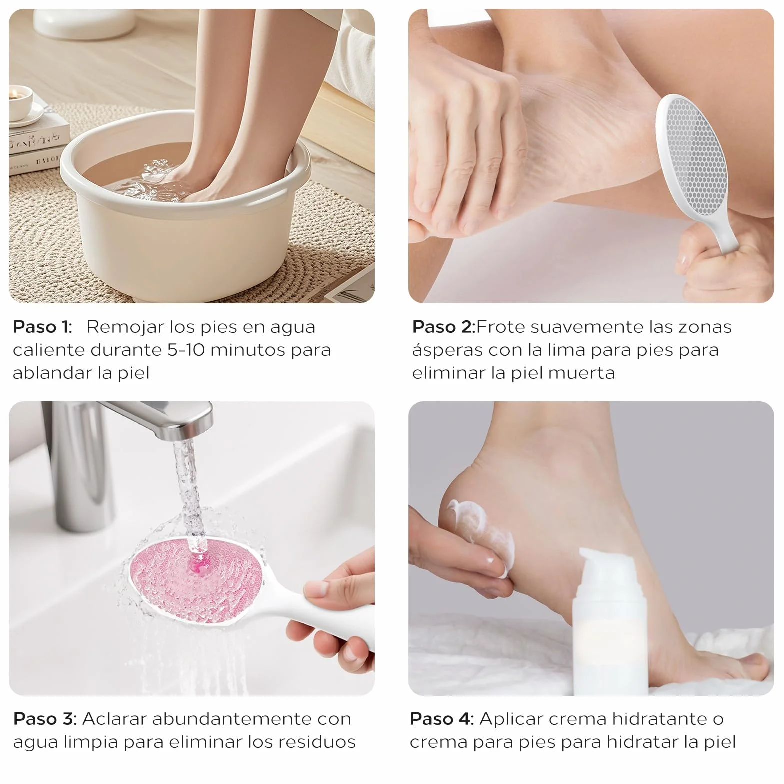 Lima Para Pies Nano Vidrio 2 en 1 - Foot File Profesional con Mango Largo, Elimina Durezas y Callosidades, Uso Húmedo/Seco - Rosa