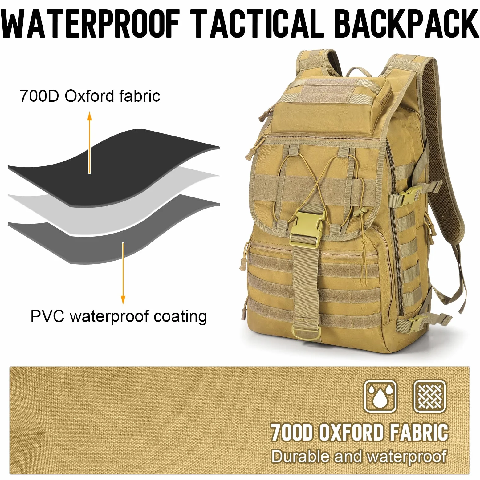SHANNA Mochila Militar Utilidad 35L/50L Tactica, Mochila Crossfit Gran Capacidad Paquete de Asalto Molle, Mochilas de Emergencia de 3 Días para Caza Senderismo Acampada y Actividad al Aire Libre