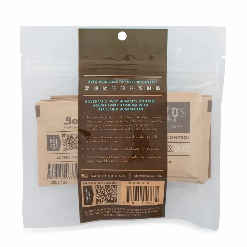 Boveda Bolsitas Control Humedad 49% HR Tamaño 8 Pack 10