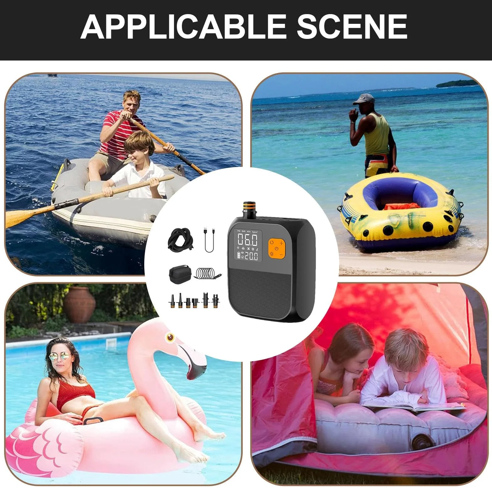 Kayak Air Pump, Paddle Board Electric Air Pump 25 PSI, High | Capacidad de 8000 mAh, compresor de aire inalámbrico portátil para inflatables, camping, aire Beds, 350 l/min