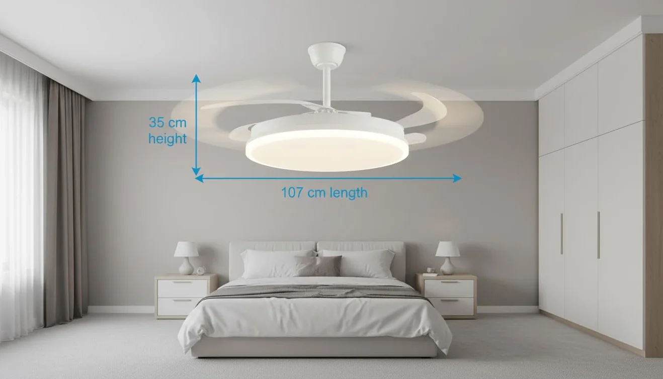 Ventilador de Techo LED MD1401 107 cm 4900 lm 3 Tonos Luz 6 Velocidades Motor DC