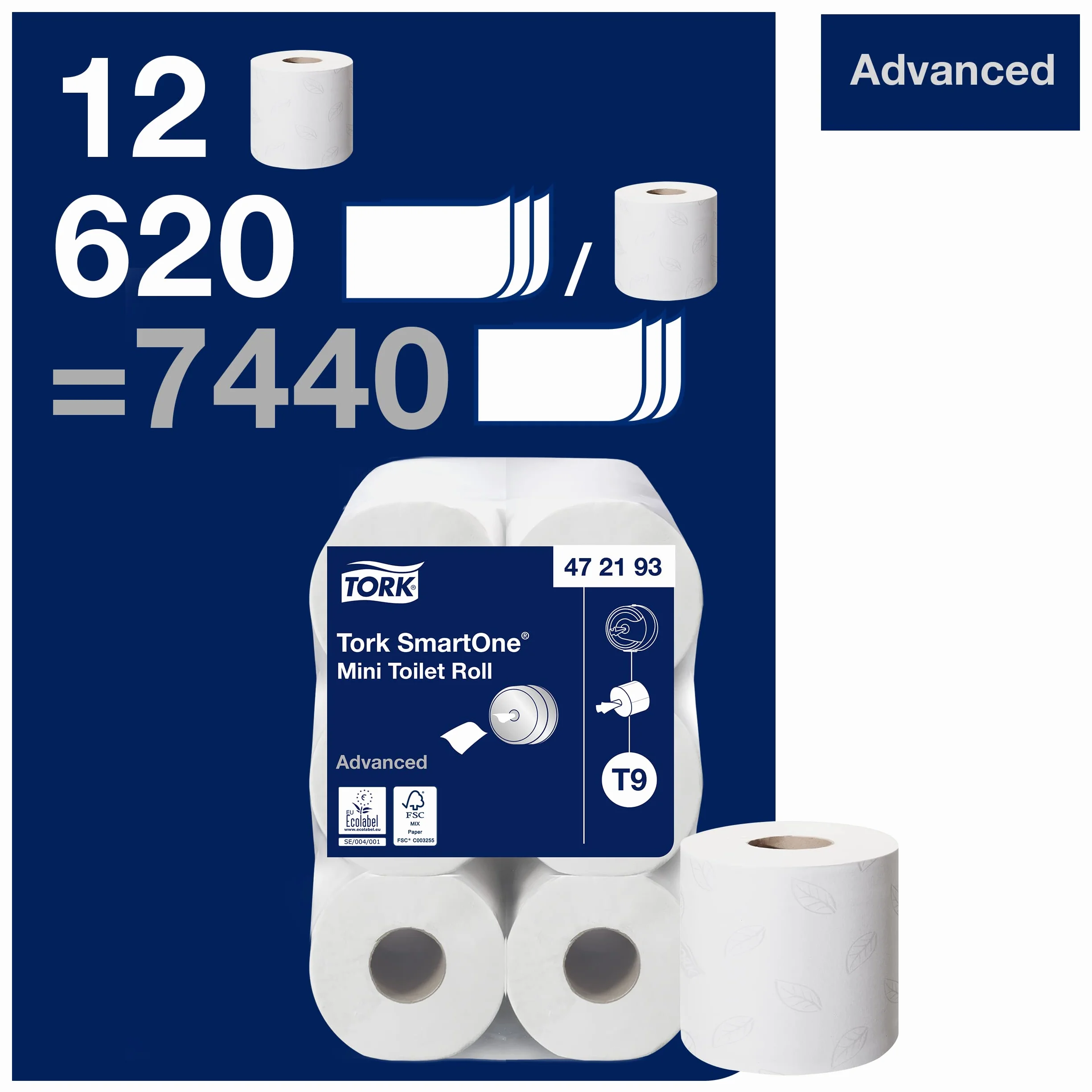 Tork SmartOne Mini rollo de papel higiénico blanco T9