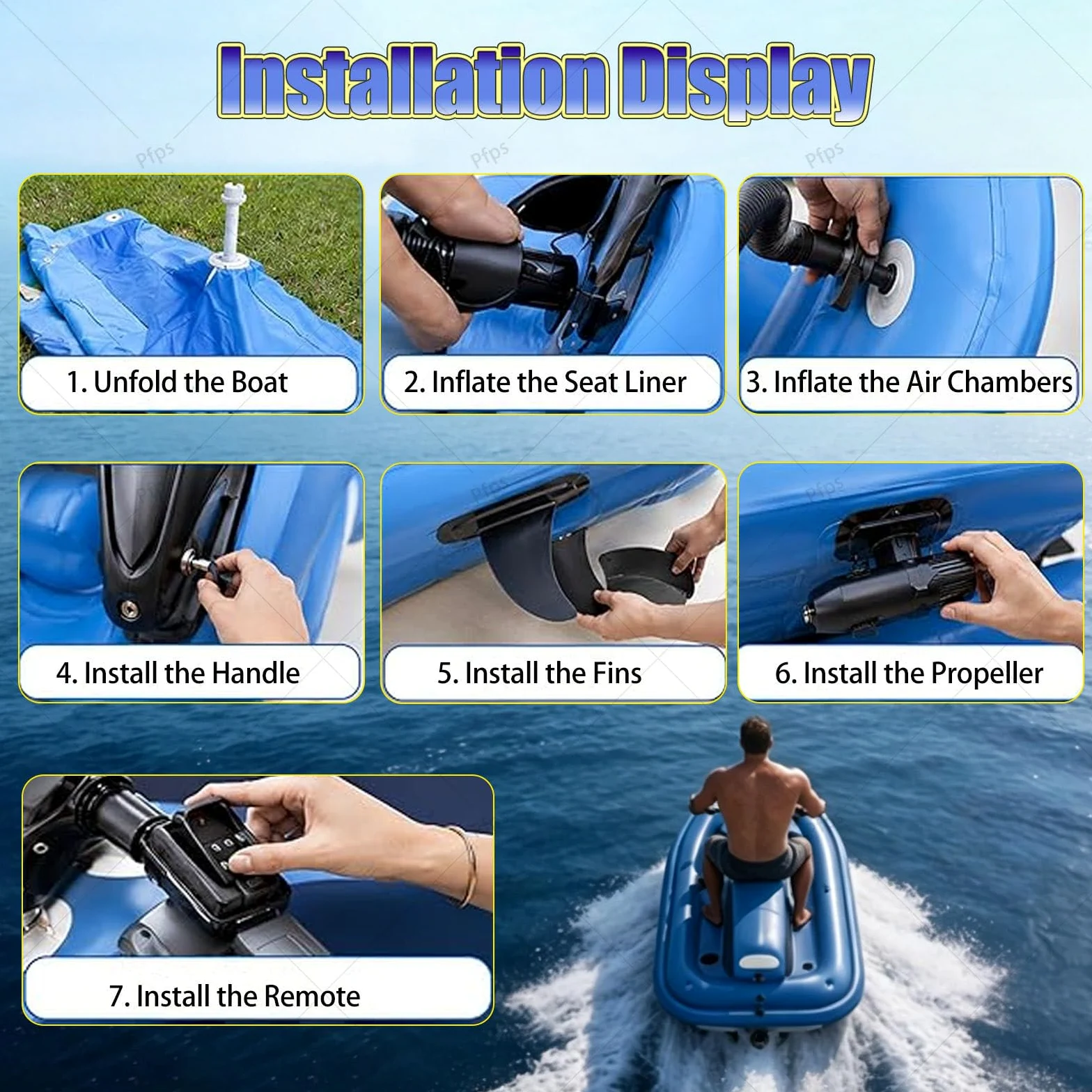 Moto Acuática Eléctrica Hinchable Y Plegable, con Hélice Subacuática De 500 W, Autonomía De 130 Minutos Y Estabilizador Desmontable De Doble Aleta para Practicar Kayak Y Buceo Nothruster