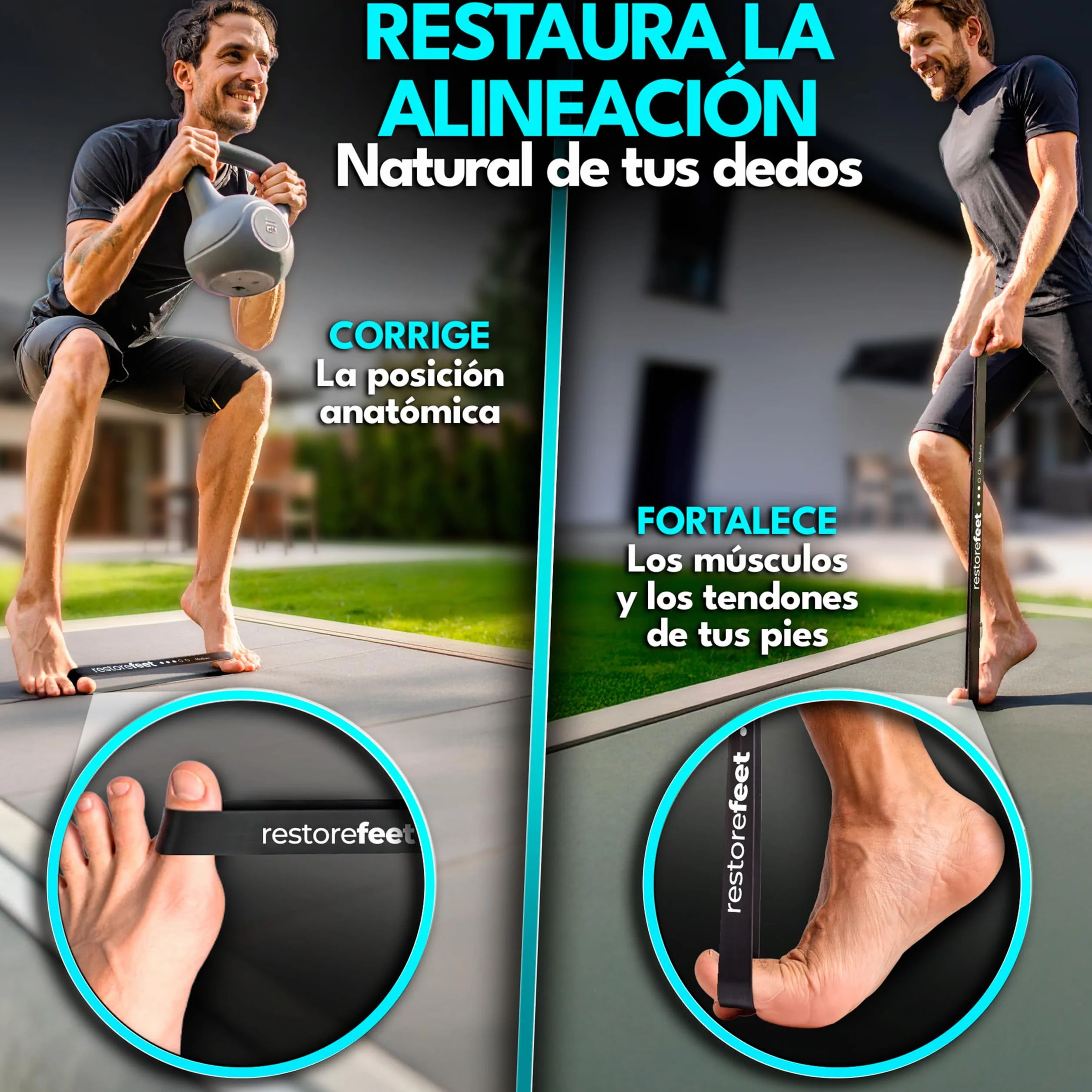 Kit Barefoot 5 en 1 Separadores de Dedos Bandas Elásticas Pelota Miofascial para Pies