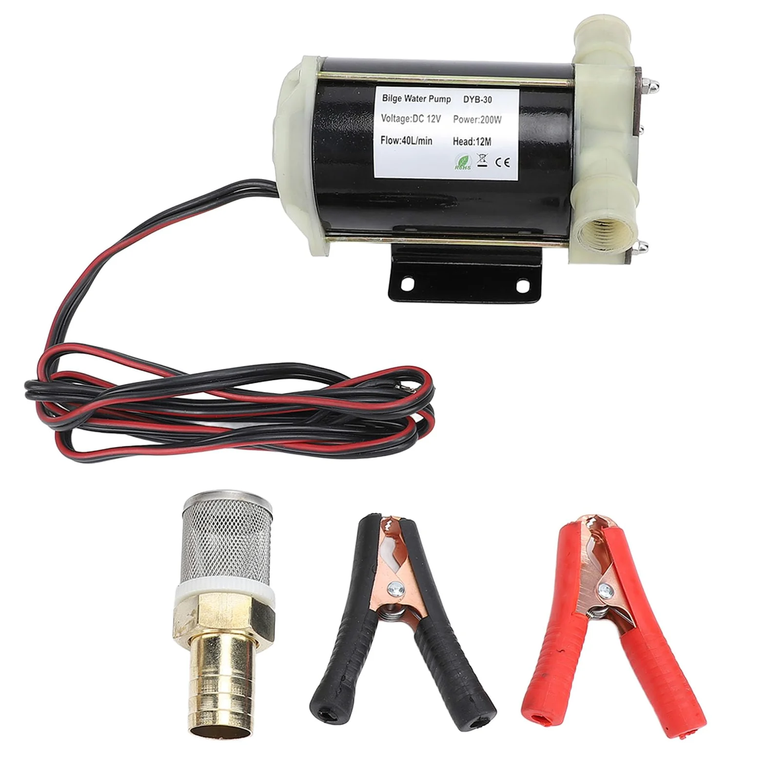 Naroote Bomba de Transferencia de Agua de 12V, Bombas de Agua de 12 V Self Priming Bilge 200w 12M Cabeza 40L/min Transferencia de Flexible de Circulación de para Salada de Dulce para Salada