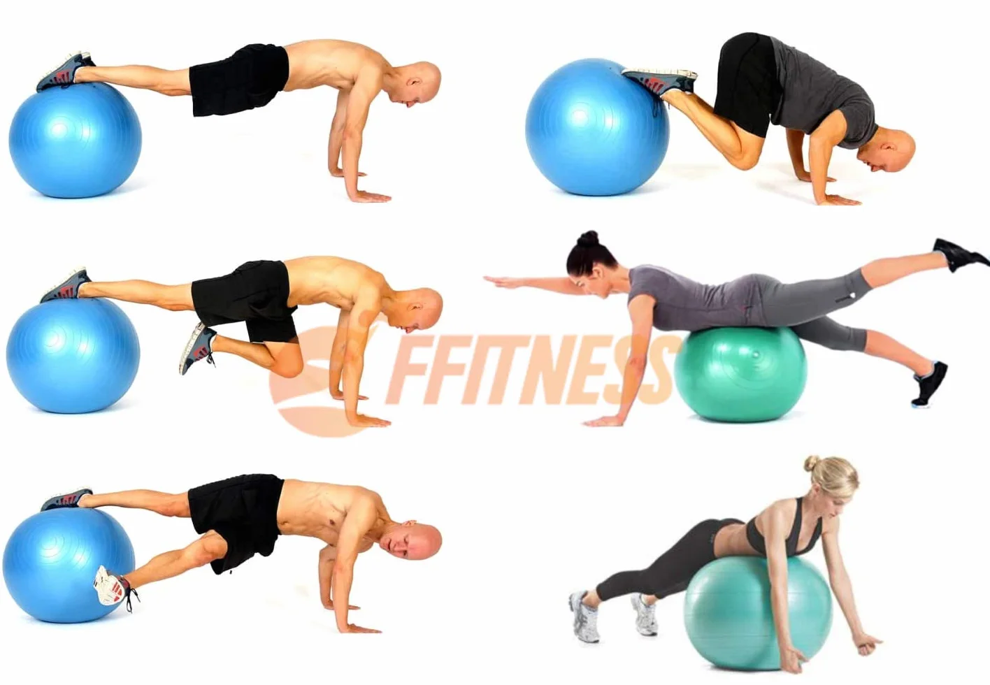 FFitness Total Body Balance Ball para gimnasia prenatal | Big Gymball (55 65 75 85 95 cm) antiestallidos para Core Stability | Ejercicios abdominales, resistencia, fortalecimiento