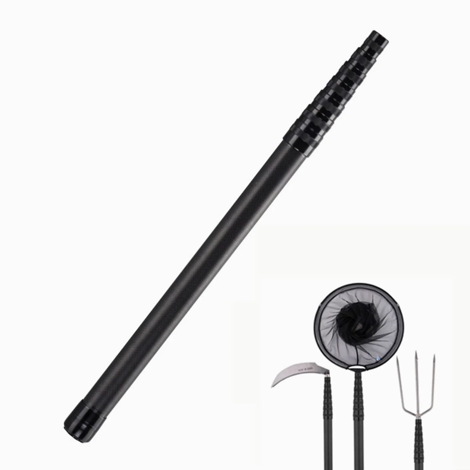 Caña telescópica, pescar de carbono, dinámica, ligera, estable, uso flexible, mango de red de pesca de carpa, accesorios- de pesca (2,7 m)