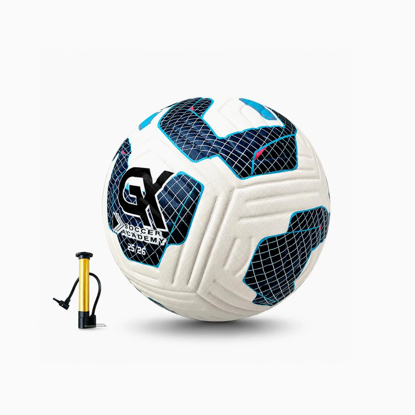 GX Soccer Academy Tour+ - Balón de fútbol profesional, tamaño 5, pelota de competición azul y blanca
